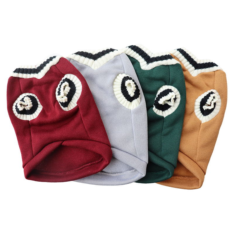 4-Pack XL Size Preppy Style V-Neck Knitted Cotton Pet Sweater - Hair-Resistant view 2