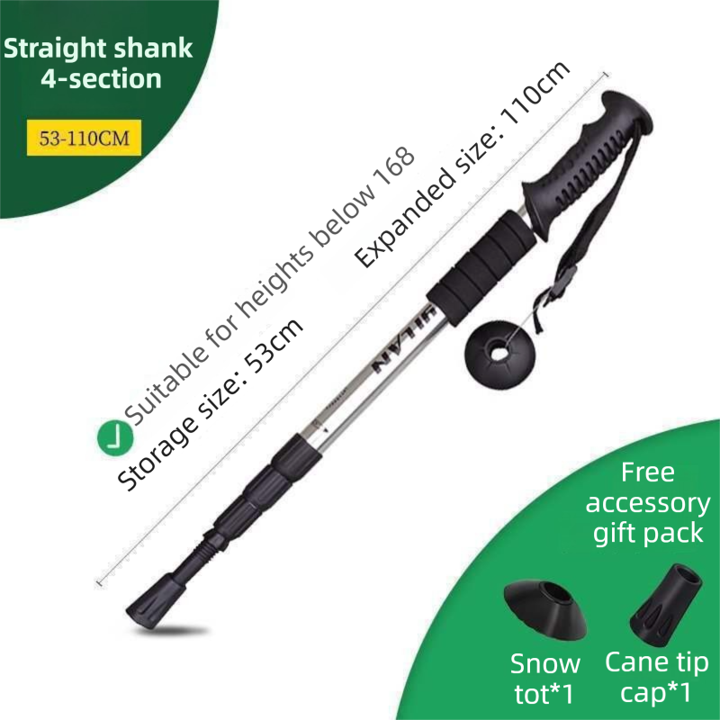 53-110 CM Silver Ultralight Telescopic Aluminum Trekking Pole (4-Section