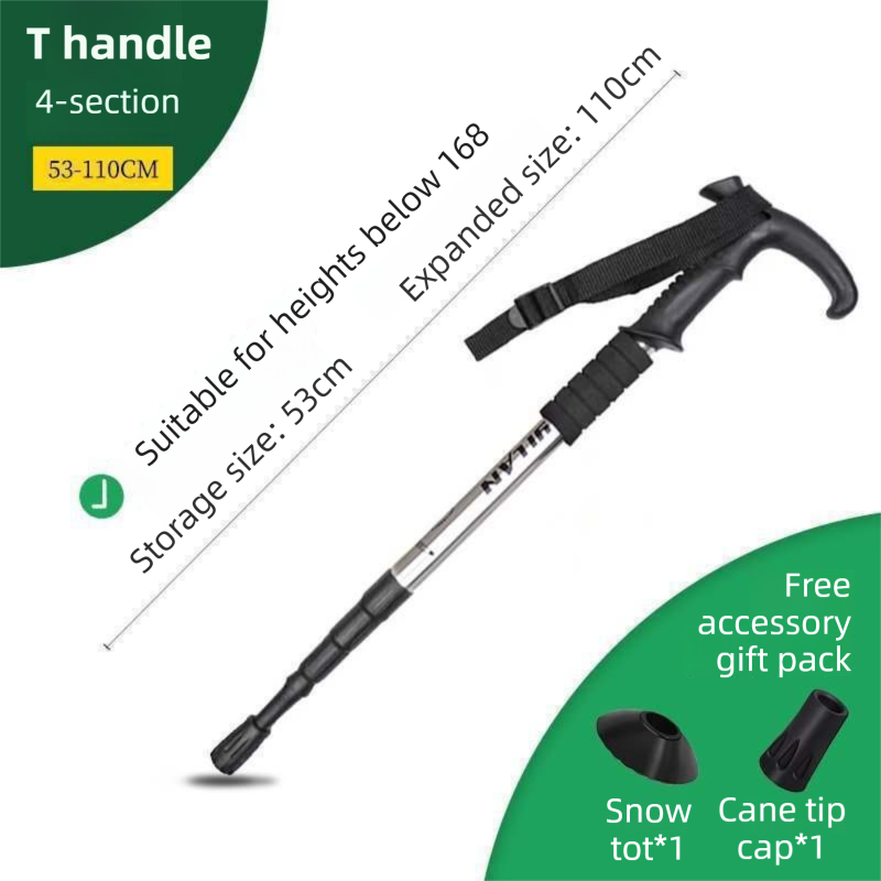 53-110 CM Silver Ultralight Telescopic Aluminum Trekking Pole (4-Section