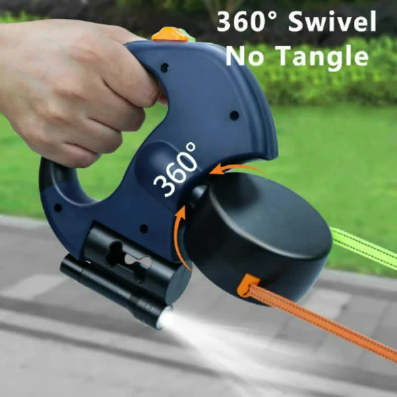 Brown and Grey One-to-Two Retractable Dog Leash with One-Click Safety Lock & view 3