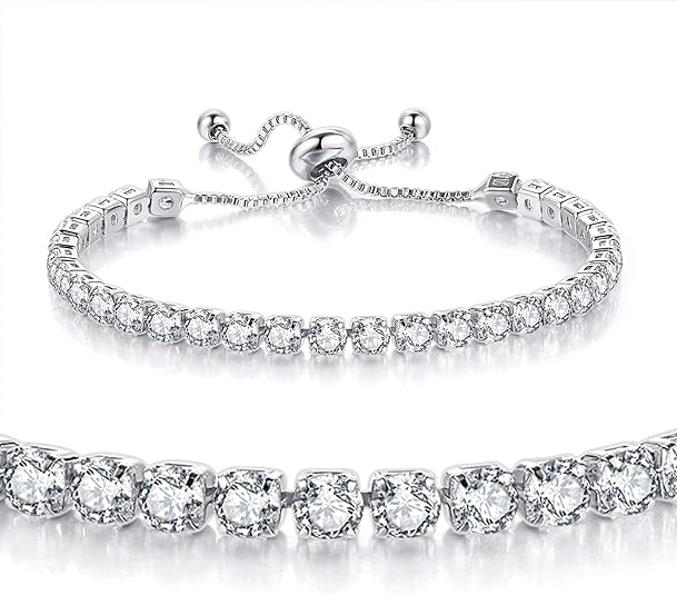 Silver High-Sparkle Cubic Zirconia Single Row Iced-Out Tennis Bracelet (5.7" view 3