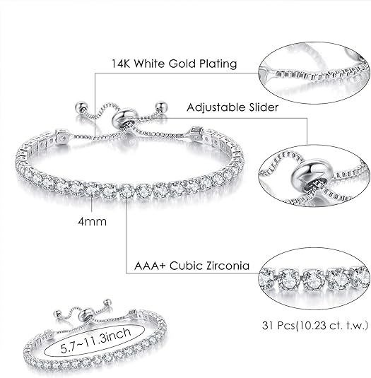 Silver High-Sparkle Cubic Zirconia Double Row Iced-Out Tennis Bracelet (5.7" view 2