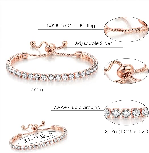 Rose Gold High-Sparkle Cubic Zirconia Double Row Iced-Out Tennis Bracelet view 2