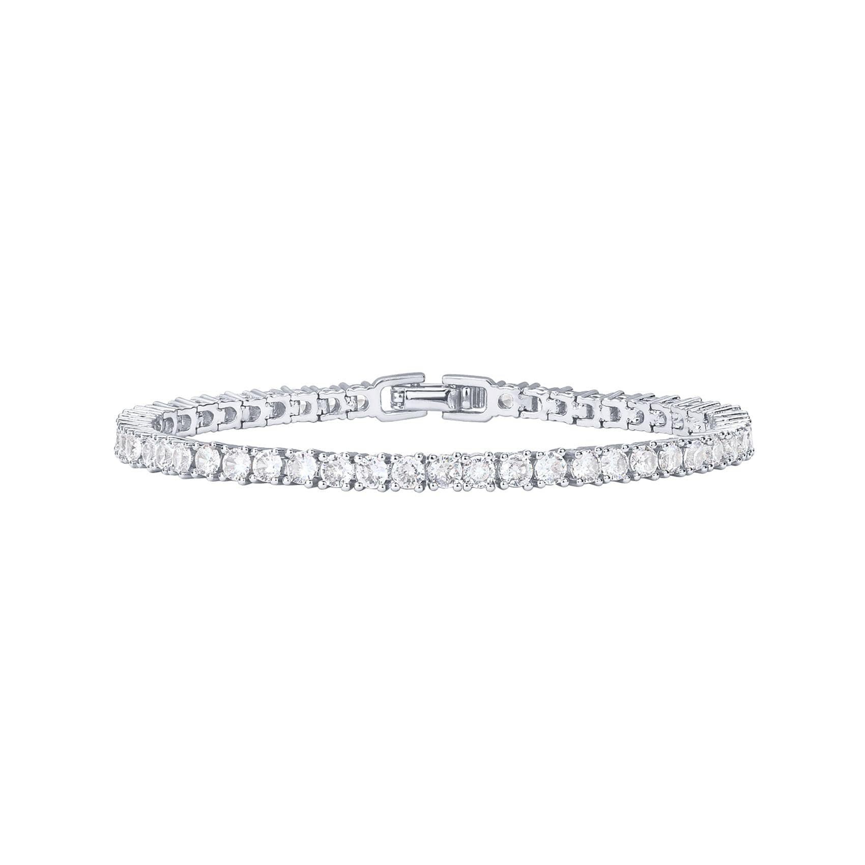 Silver 4.0mm Iced-Out Zirconia Tennis Bracelet with Secure Clasp - Classic