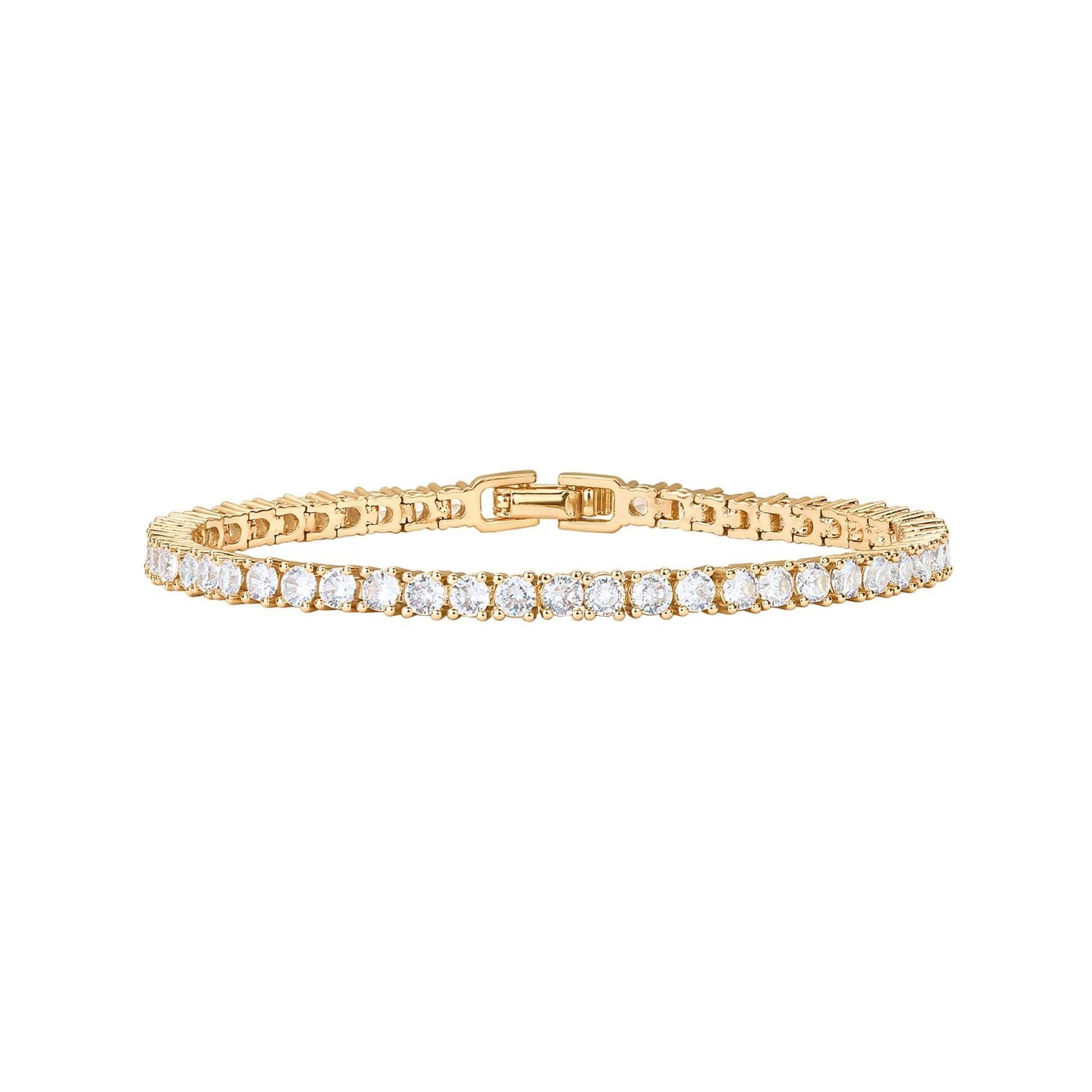 Gold 4.0mm Iced-Out Zirconia Tennis Bracelet with Secure Clasp - Classic