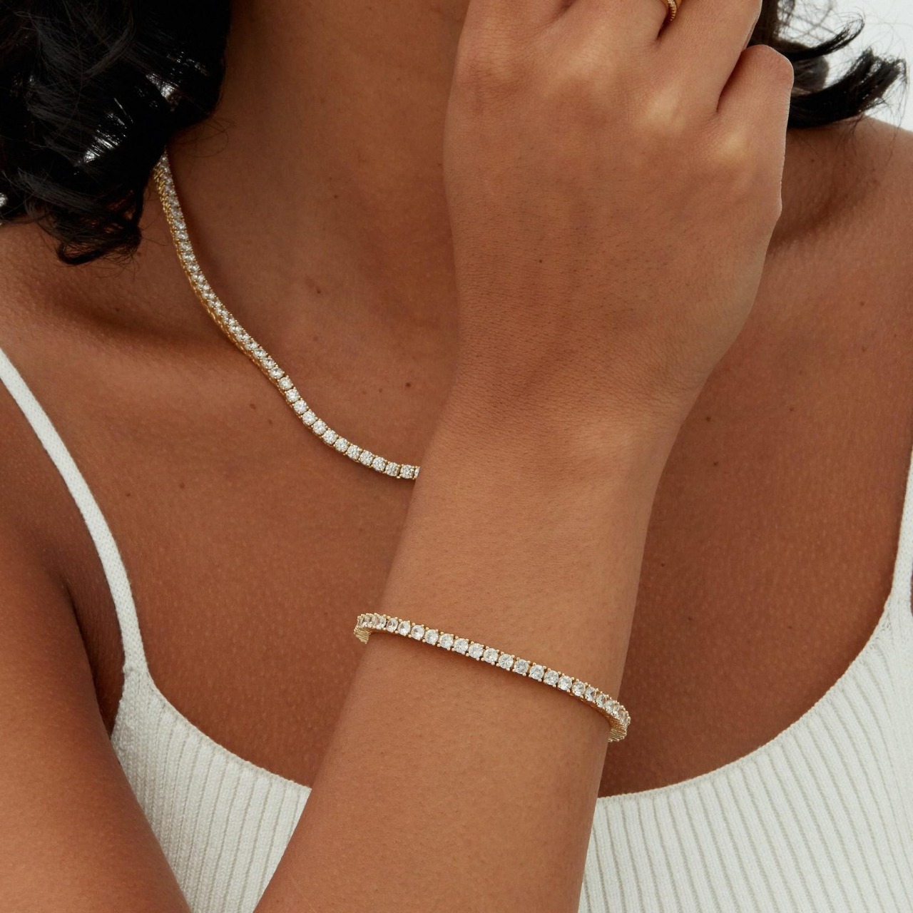 Gold 4.0mm Iced-Out Zirconia Tennis Bracelet with Secure Clasp - Classic view 3