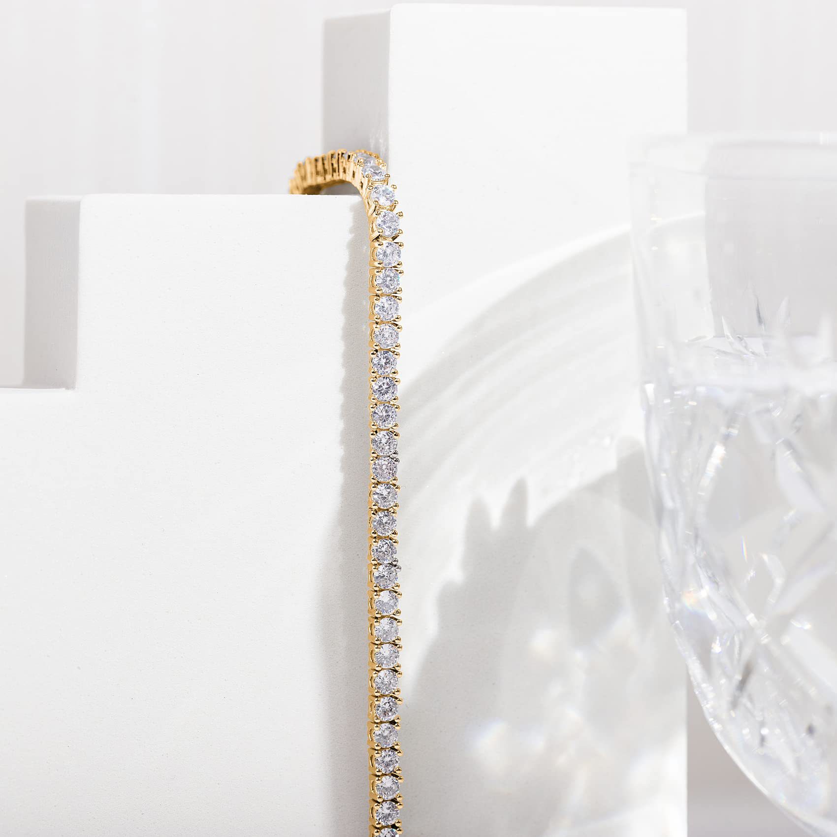 2-Pack 4.0mm Iced-Out Zirconia Tennis Bracelet with Secure Clasp (Silver and view 2