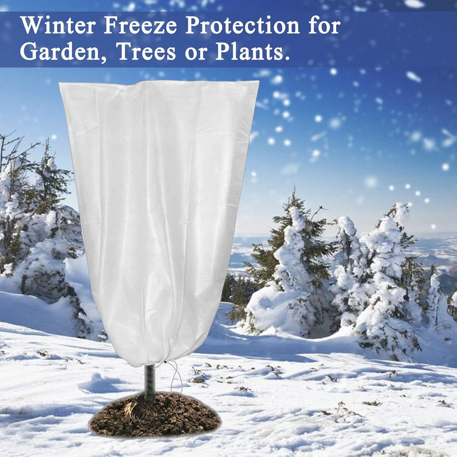 4-Pack Winter Plant Cold Protection Covers with Zipper & Drawstring view 3