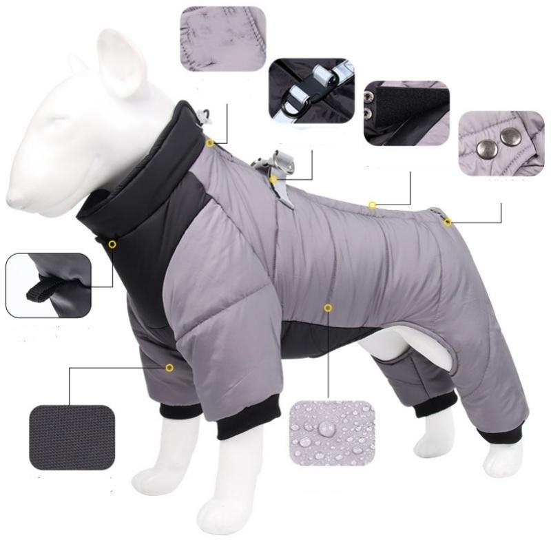 XL Size Blue Winter Waterproof Dog 4 Leg Jumpsuit for Full Body Warmth view 2