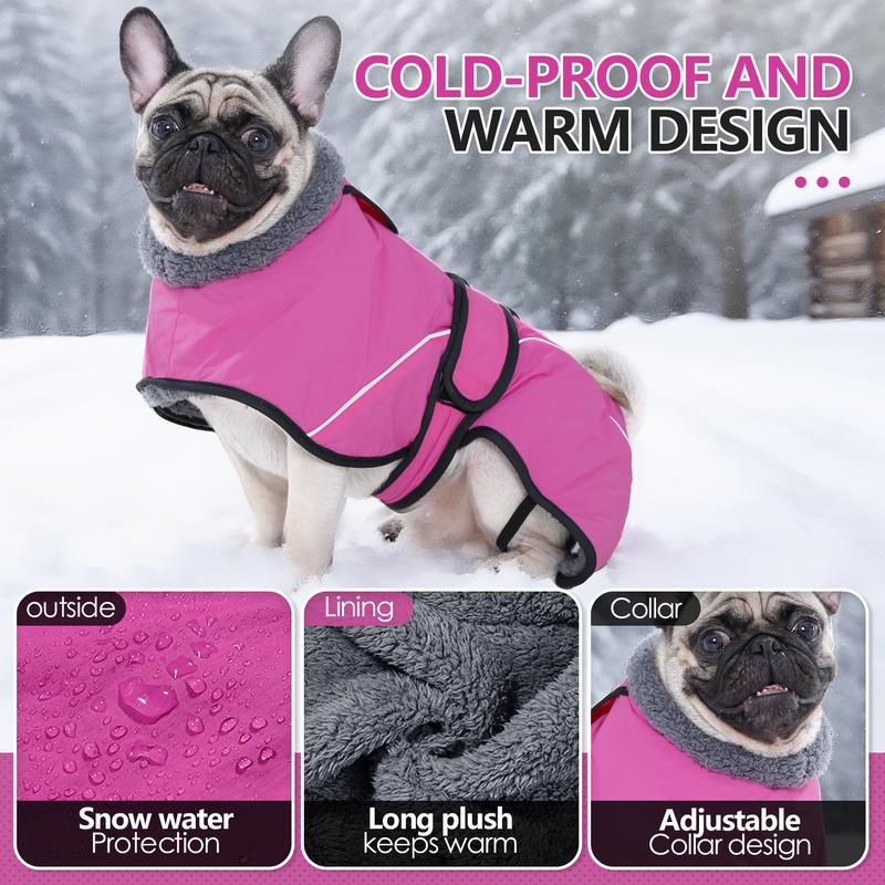 M Size Rose Red Winter Waterproof Dog Puffer Vest with Adjustable Neckline view 3