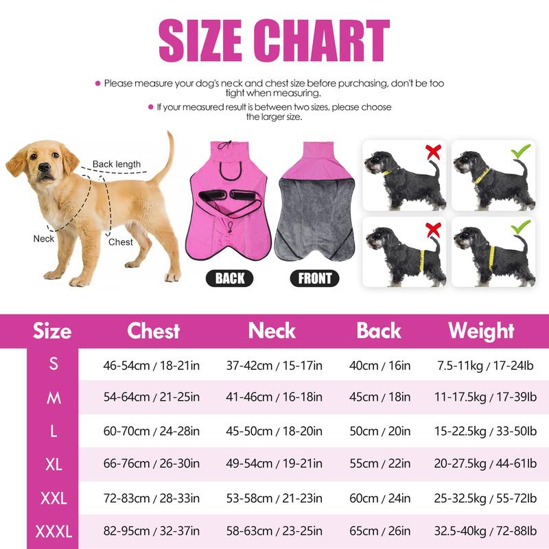 M Size Rose Red Winter Waterproof Dog Puffer Vest with Adjustable Neckline view 7