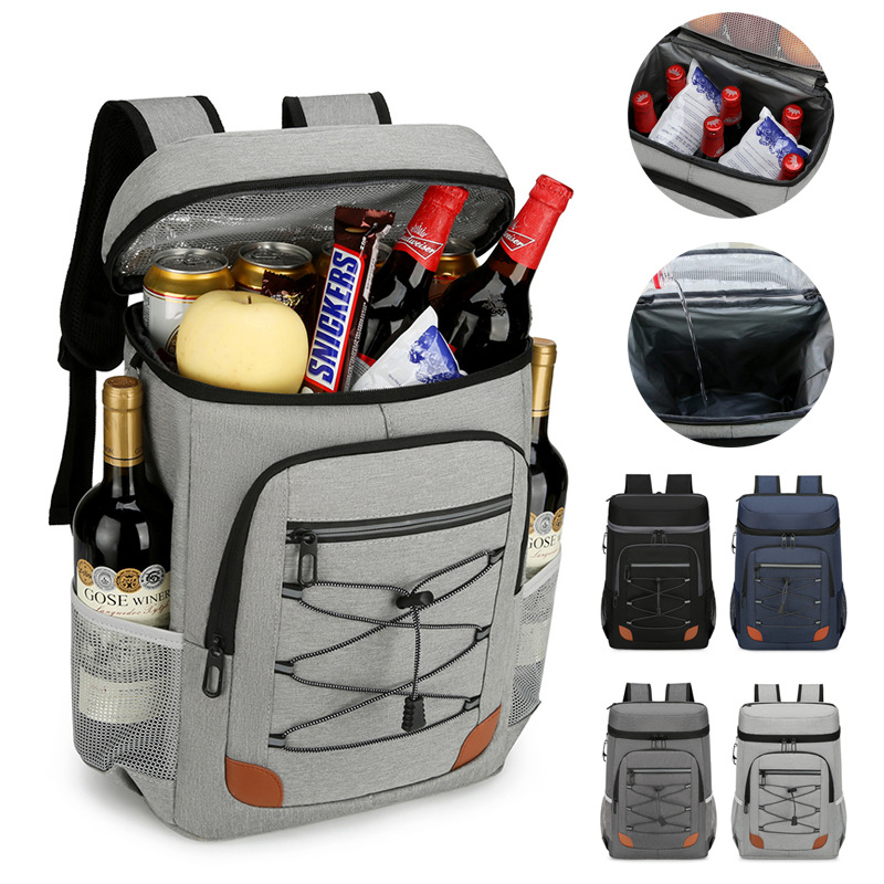 Light Grey 5.55 Gallons Large Insulated Picnic Backpack with Multi Pockets &