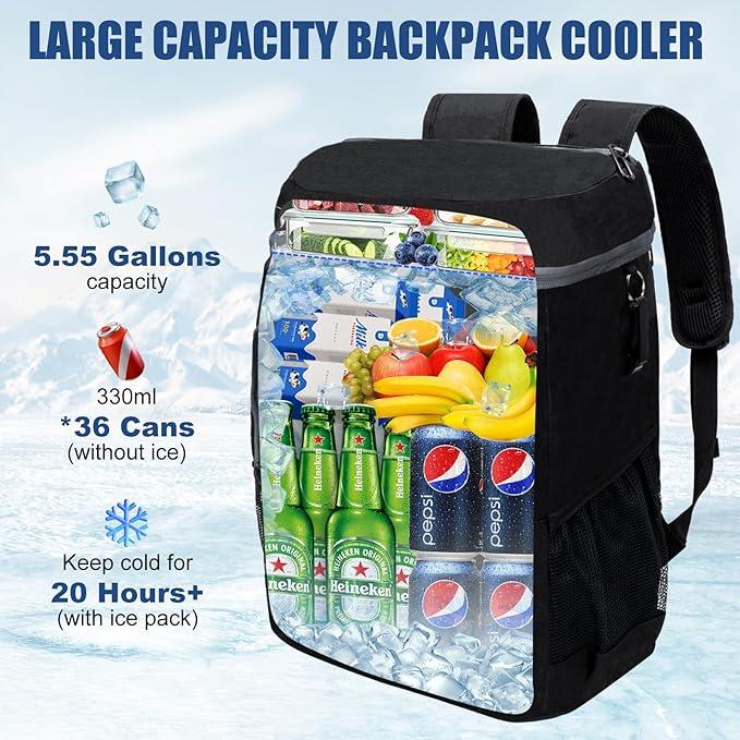 Black 5.55 Gallons Large Insulated Picnic Backpack with Multi Pockets & view 2
