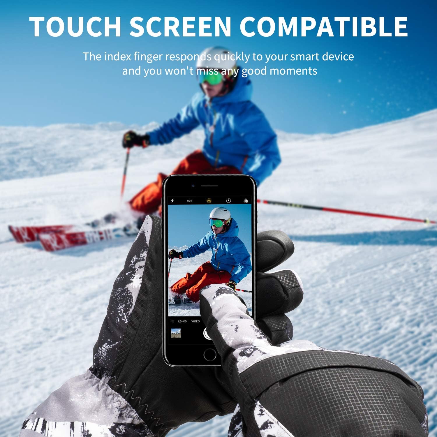 1-Pair Winter Waterproof Touchscreen Ski Gloves - Anti-Slip Thermal Mitts for view 2