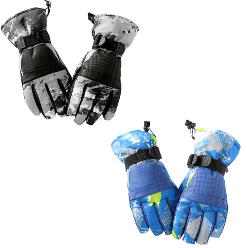 2-Pair Winter Waterproof Touchscreen Ski Gloves - Anti-Slip Thermal Mitts for
