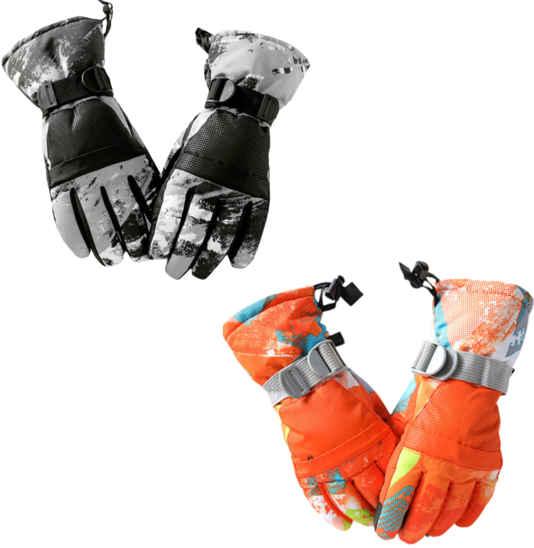 2-Pair Winter Waterproof Touchscreen Ski Gloves - Anti-Slip Thermal Mitts for
