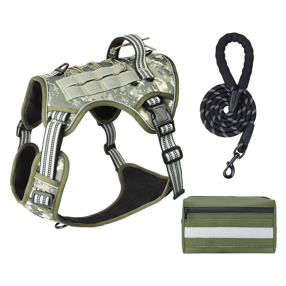 3-Piece Camouflage Tactical Dog Harness Set (XL Size) - Heavy Duty No-Pull — image 1