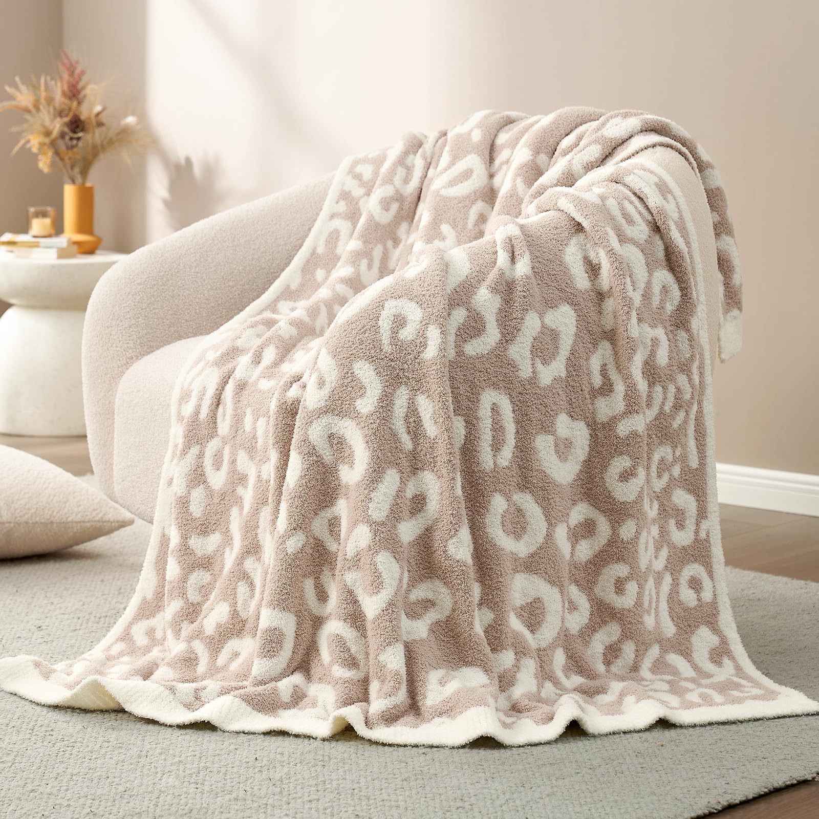 Leopard Print Checkerboard Flannel Throw Blanket(Medium 130 x 150 CM) view 2