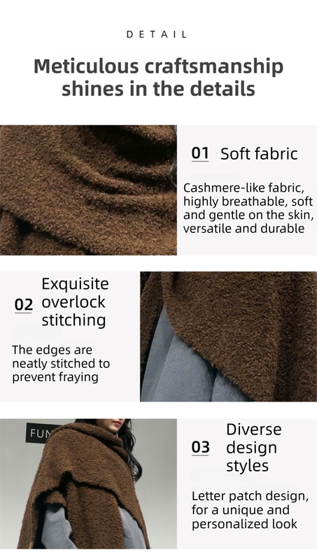 Brown Premium Knitted Wool Blend Poncho - Elegant Thickened Drape Shawl & Cape view 4