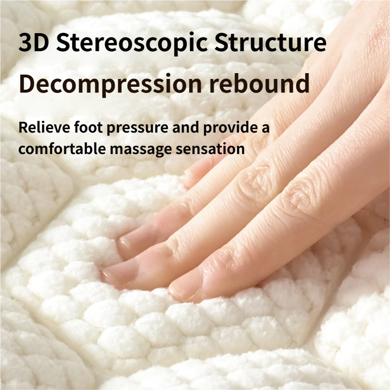 White 3D Honeycomb Textured High-Elastic Memory Foam Bathroom Mat (40 x 60 CM) view 2