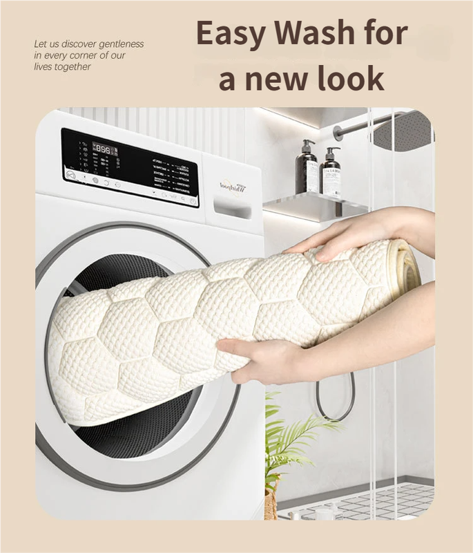White 3D Honeycomb Textured High-Elastic Memory Foam Bathroom Mat (40 x 60 CM) view 5