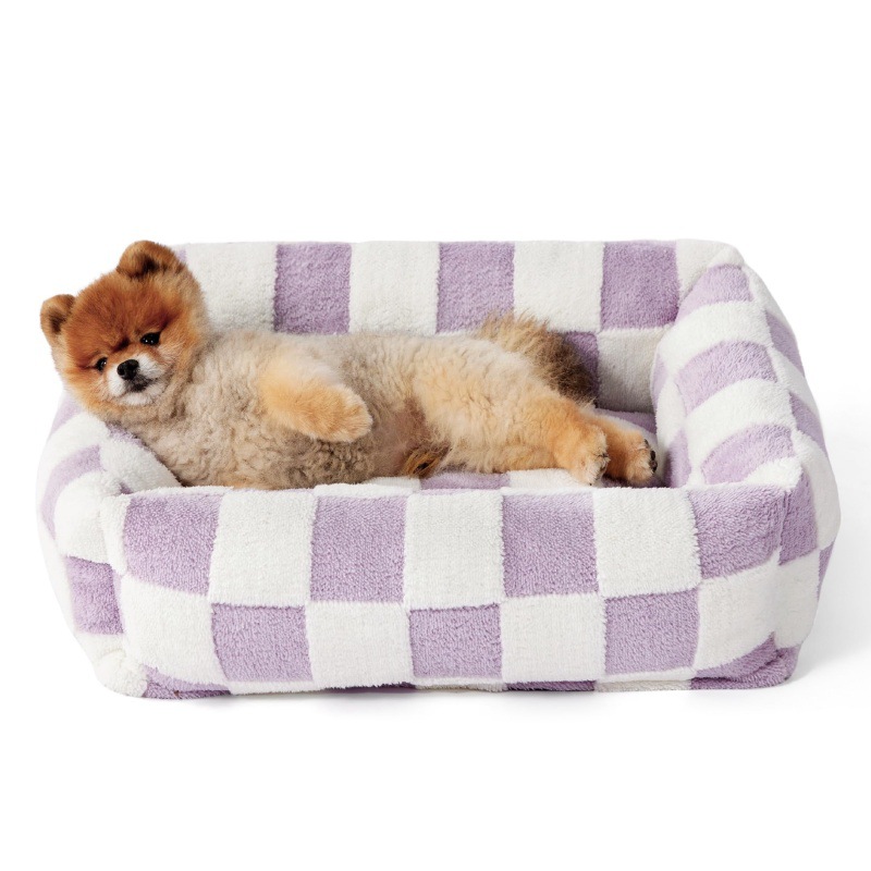 50x48x15 CM Cute Square Plush Pet Bed with Removable Cover & 5 Bolsters