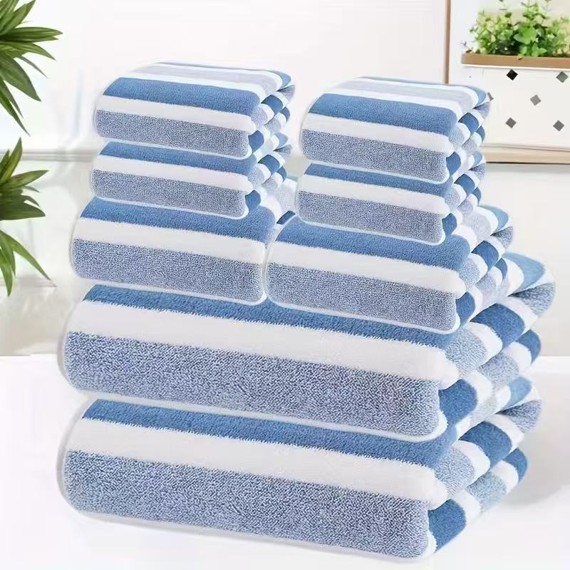 8-Piece Blue Luxury Coral Fleece Towel & Bath Sheet Set - Ultra-Soft