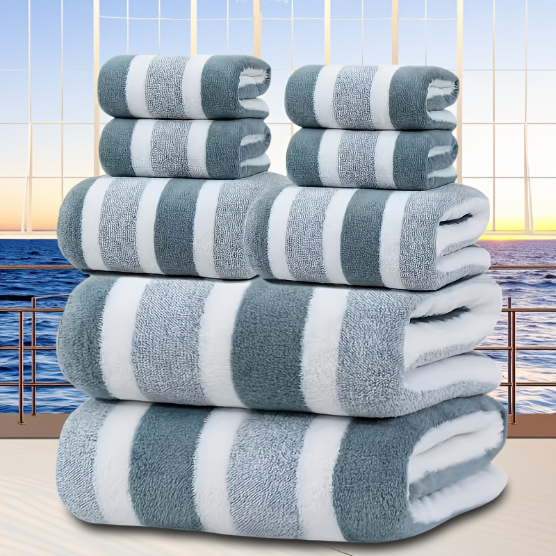 8-Piece Green Luxury Coral Fleece Towel & Bath Sheet Set - Ultra-Soft