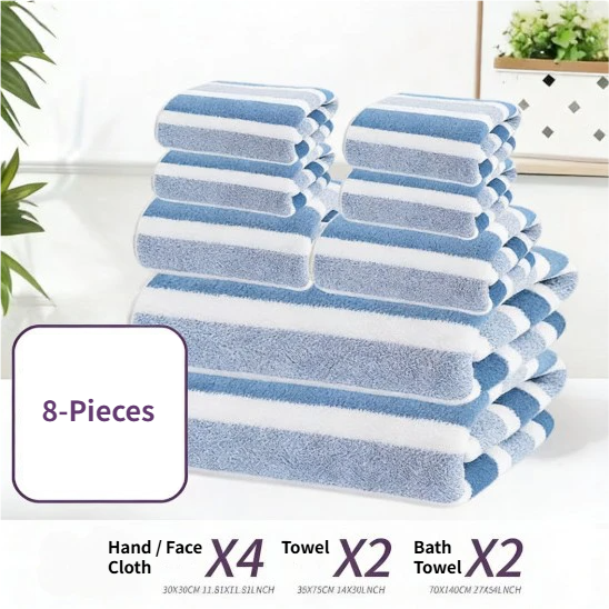 8-Piece Green Luxury Coral Fleece Towel & Bath Sheet Set - Ultra-Soft view 2