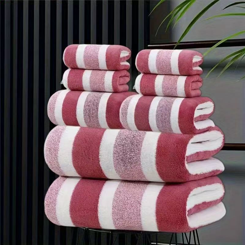 8-Piece Red Luxury Coral Fleece Towel & Bath Sheet Set - Ultra-Soft
