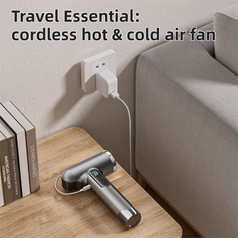 White Wireless Rechargeable Hot & Cold Hair Dryer - Lightweight Portable Blow view 3