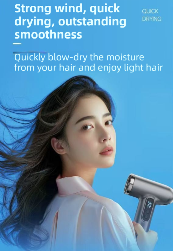 White Wireless Rechargeable Hot & Cold Hair Dryer - Lightweight Portable Blow view 4