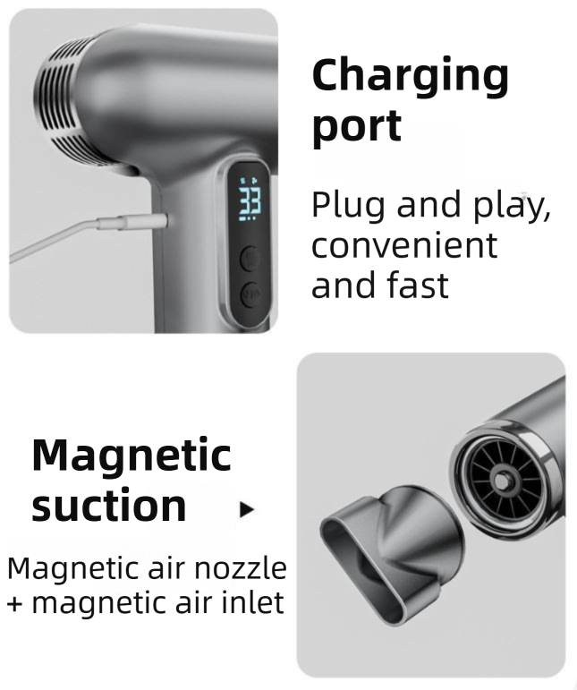 White Wireless Rechargeable Hot & Cold Hair Dryer - Lightweight Portable Blow view 9