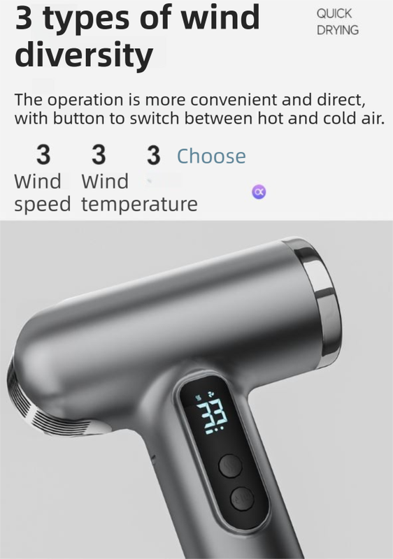 Grey Wireless Rechargeable Hot & Cold Hair Dryer - Lightweight Portable Blow view 5