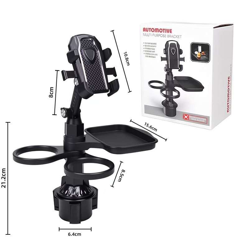 3-in-1 Car Rotating Dinner Tray & Double Cup Holder with Secure Phone Mount — image 1