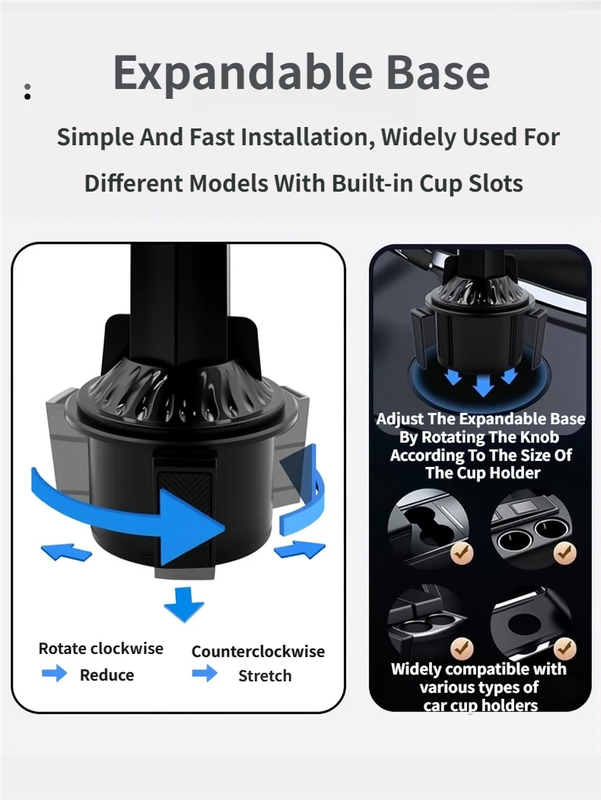 3-in-1 Car Rotating Dinner Tray & Double Cup Holder with Secure Phone Mount view 3