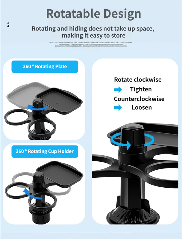 3-in-1 Car Rotating Dinner Tray & Double Cup Holder with Secure Phone Mount view 4