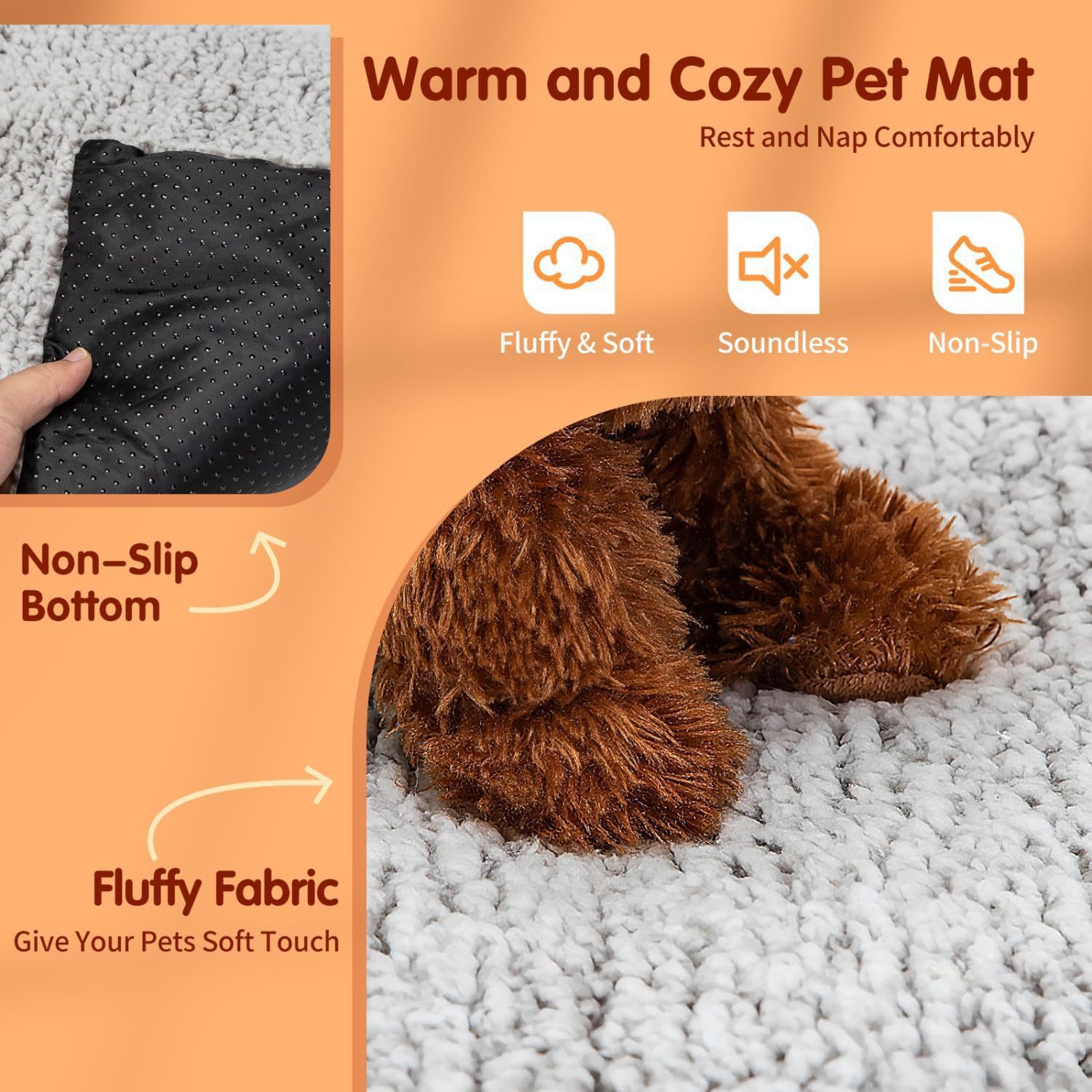 70 x 115 CM Self-Warming Thermal Pet Fluffy Mat with Machine Washable & view 2