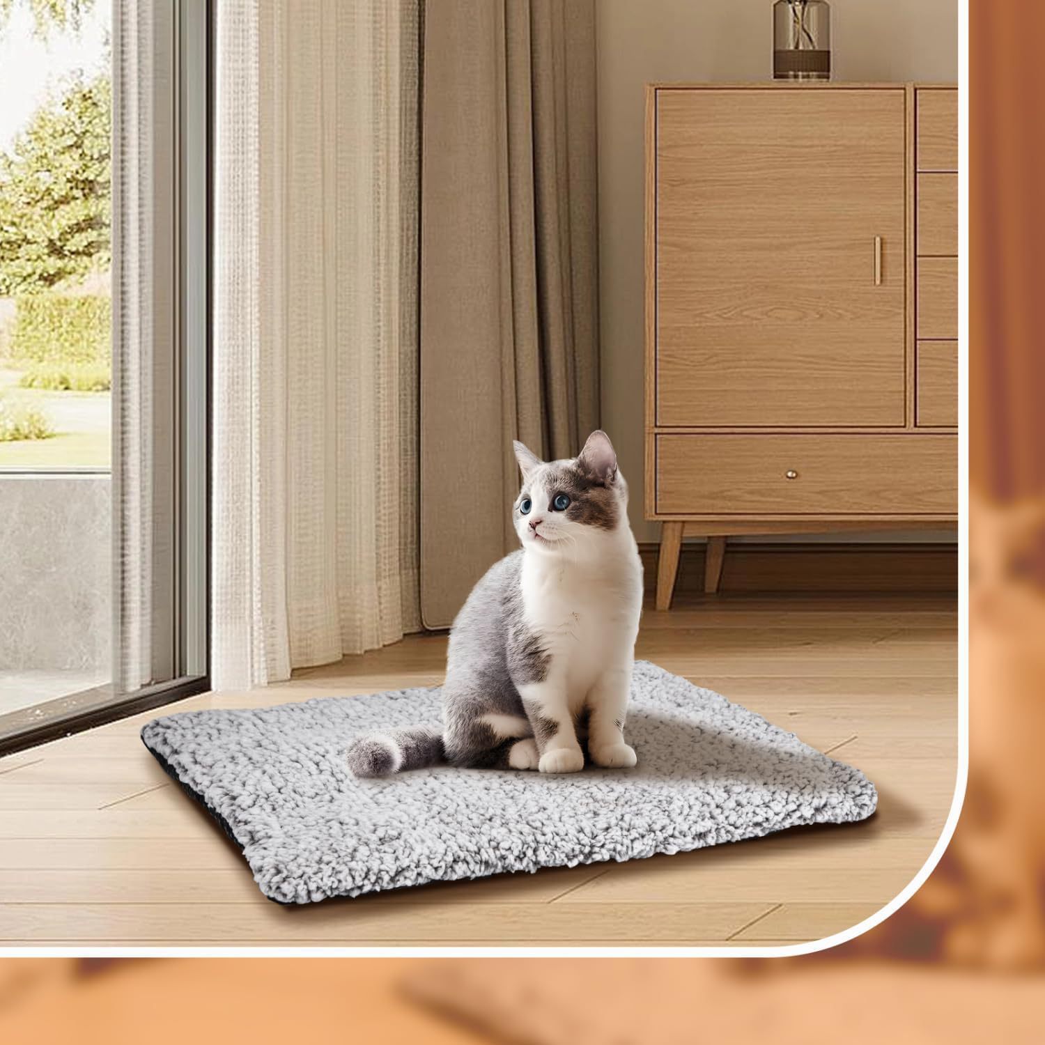70 x 115 CM Self-Warming Thermal Pet Fluffy Mat with Machine Washable & view 5