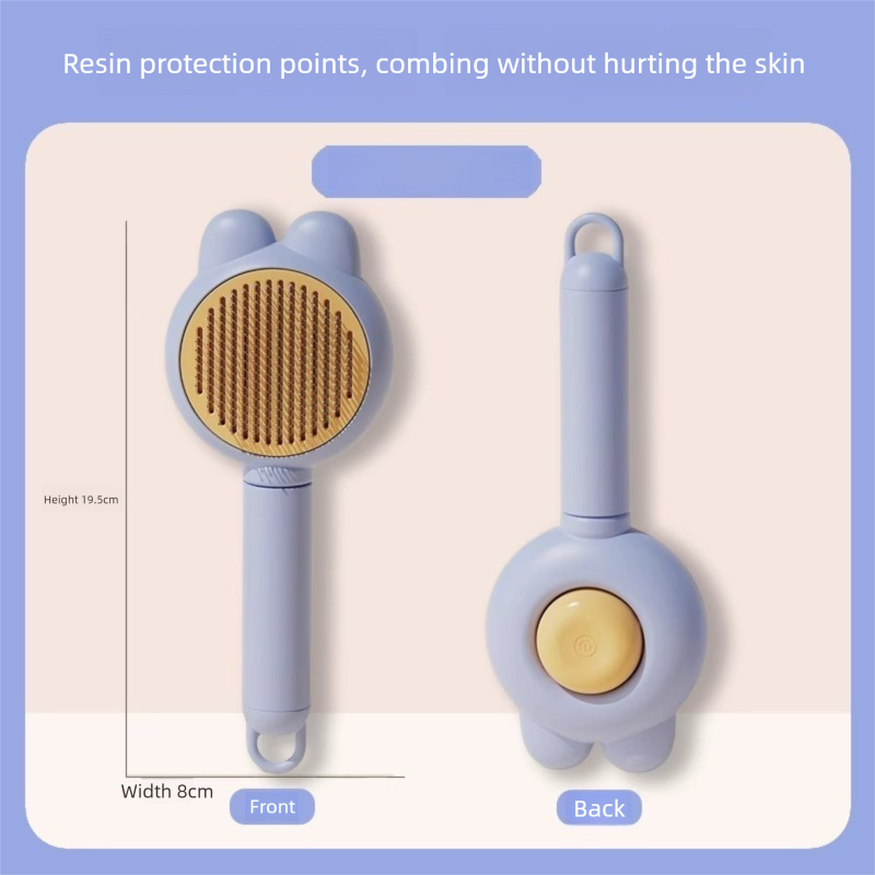 2 Pcs Blue Pet Self-Cleaning Slicker Brush for Cats and Dogs - Rabbit Ear