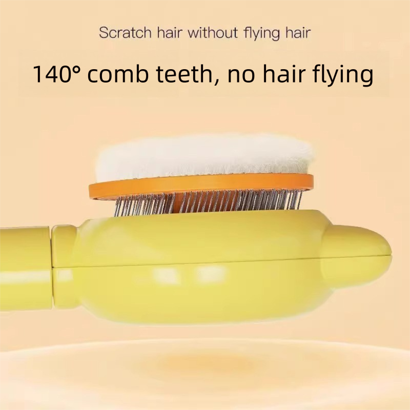 2 Pcs Pink Pet Self-Cleaning Slicker Brush for Cats and Dogs - Rabbit Ear view 3