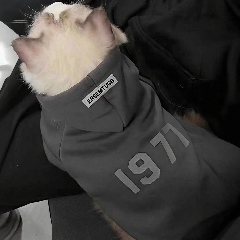 2-Pack 2XL sizeTrendy Pet Hoodie with "1977" Print - Warm Winter Wear for Cats view 4