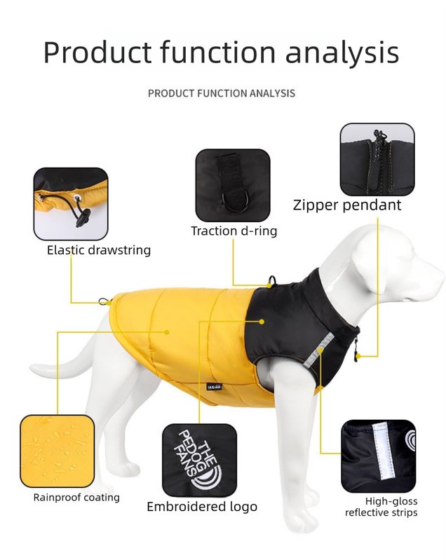 Yellow 2XL Size Dog Clothing — Warm view 3