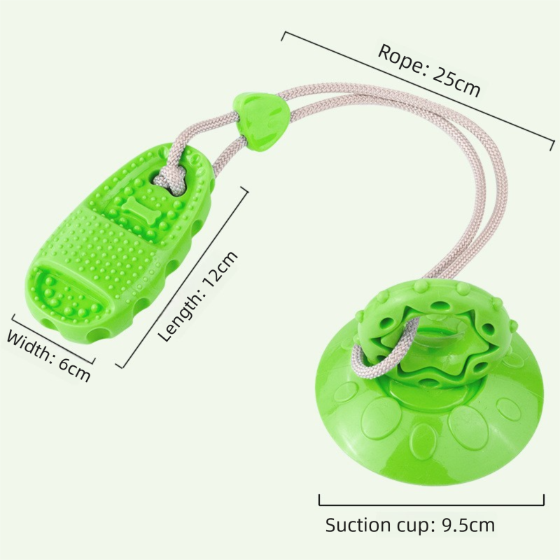 Green Slipper-Style Dog Toy — Suction Cup Design: Durable