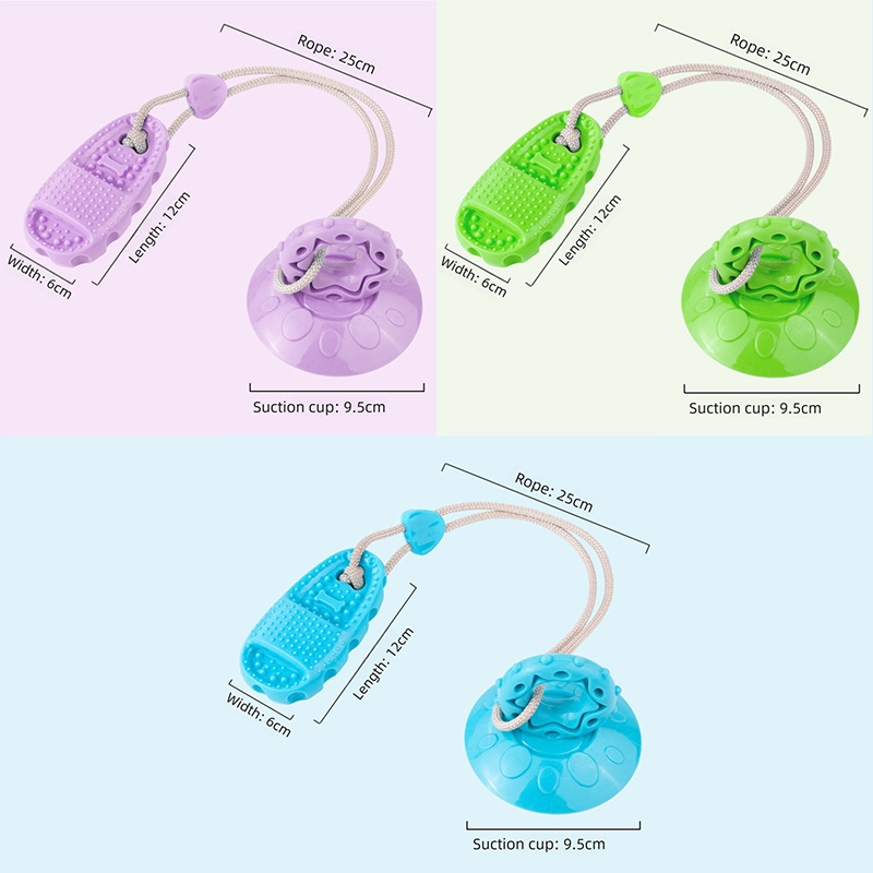 3-Piece Set (Blue, Purple, Green) Slipper-Shaped Dog Toys — Suction Cup