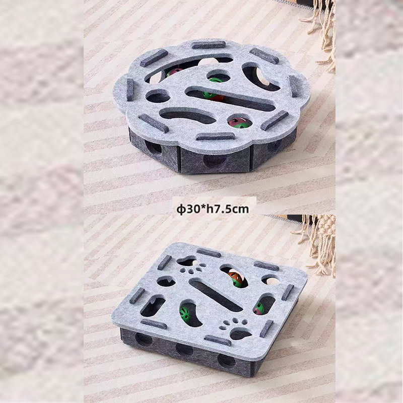 2-piece Grey cat toy set—featuring square and flower shapes—is an excellent