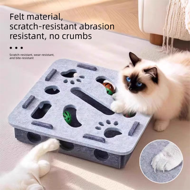 2-piece White cat toy set—featuring square and flower shapes—is an excellent view 4