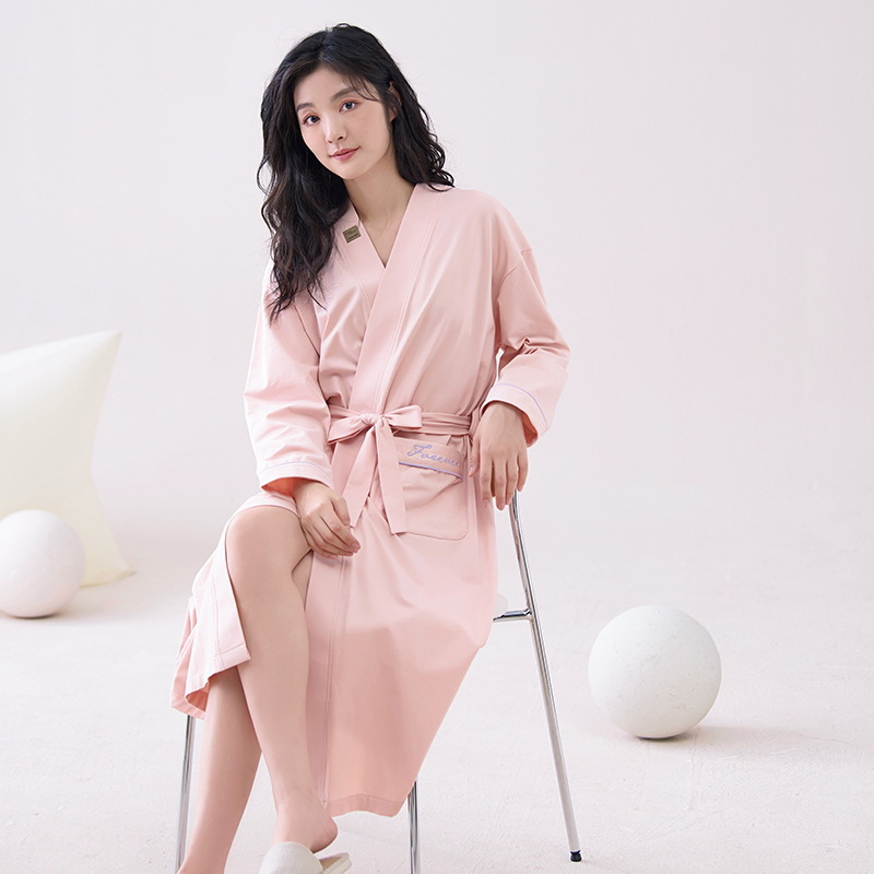 Pink 2XL size Women's Cotton Robe — Autumn/Winter Bathrobe & Morning Gown