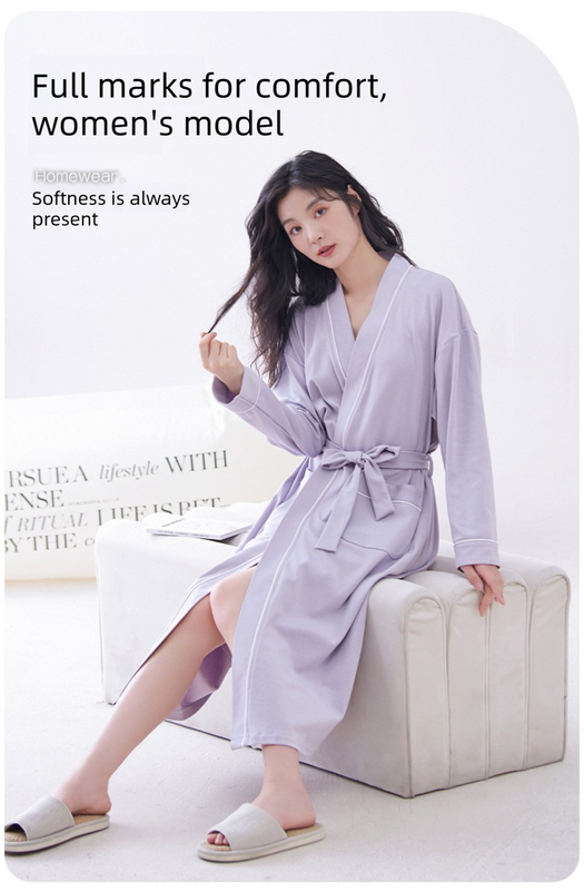 Green 2XL size Women's Cotton Robe — Autumn/Winter Bathrobe & Morning Gown view 4