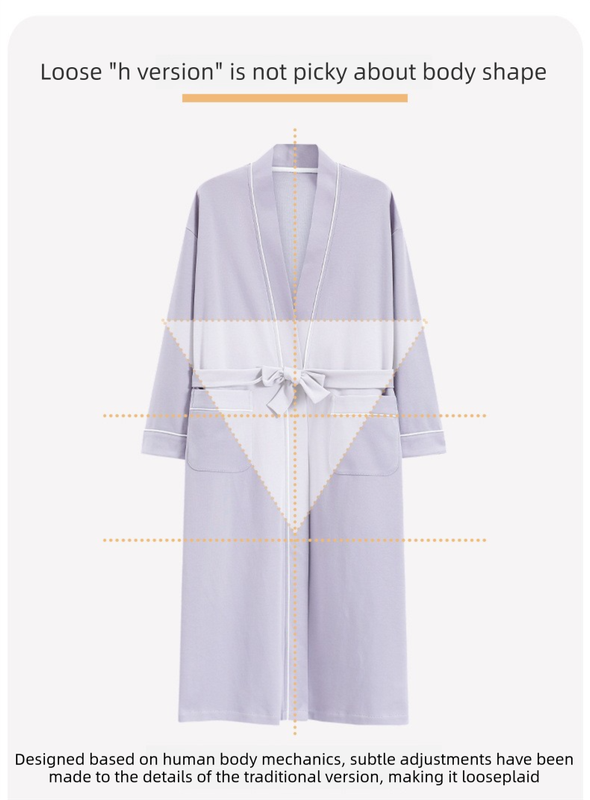 Beige 2XL size Women's Cotton Robe — Autumn/Winter Bathrobe & Morning Gown view 10